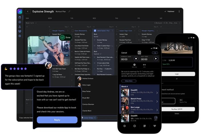 Parsons Sports Performance training app showing real-time athlete metrics